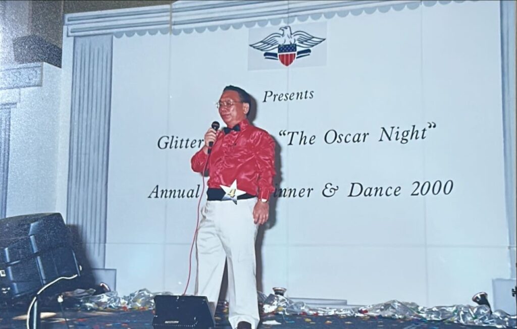 Mr Ho giving a speech for an award that he received during the 2000 Employee Dinner & Dance