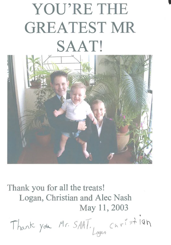 A heartwarming thank you note from the Nash kids in 2003