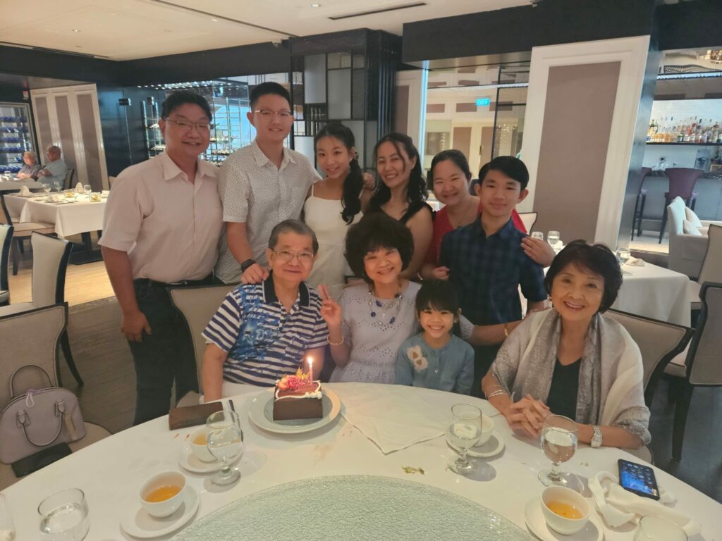 Kelly & May celebrating their 53rd wedding anniversary with their children and grandchildren at The 2nd Floor in June 2023